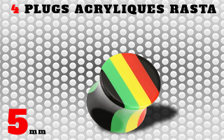 Plugs acrylique rasta 5 mm