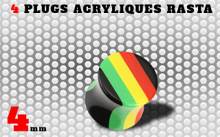Plugs acrylique rasta 4 mm