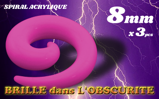 spiral acrylique Phosphorescent Rose 8 mm