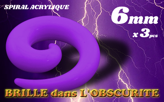 spiral acrylique Phosphorescent BViolet 6 mm