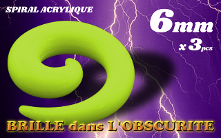 spiral acrylique Phosphorescent Vert 6 mm