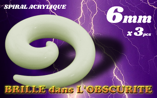 spiral acrylique Phosphorescent Blanc 6 mm