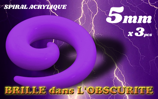 spiral acrylique Phosphorescent Violet 5 mm