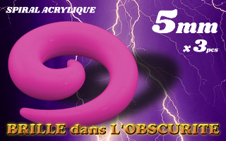 spiral acrylique Phosphorescent Rose 5 mm