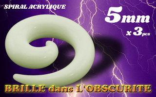 spiral acrylique Phosphorescent Blanc 5 mm