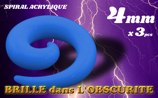 spiral acrylique Phosphorescent Bleu 4 mm