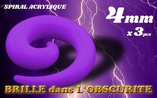 spiral acrylique Phosphorescent Violet 4 mm