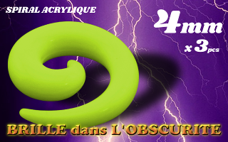 spiral acrylique Phosphorescent Vert 4 mm