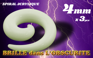 spiral acrylique Phosphorescent Blanc 4 mm