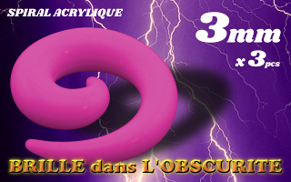 spiral acrylique Phosphorescent Rose 3 mm