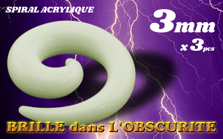 spiral acrylique Phosphorescent Blanc 3 mm