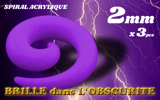 spiral acrylique Phosphorescent Violet 2 mm