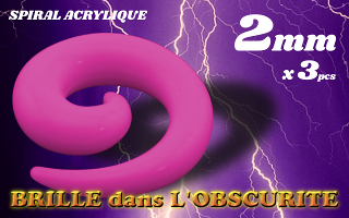 spiral acrylique Phosphorescent Rose 2 mm