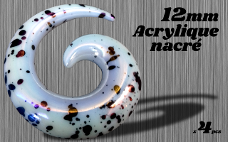 Spiral nacre acrylique blanc tachete - 12 mm