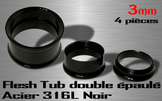 Lot de 4 flesh tub vissable double epaule acier noir - diametre 3 mm