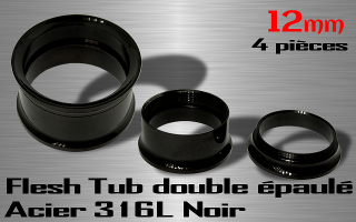 Lot de 4 flesh tub vissable double epaule acier noir - diametre 12 mm