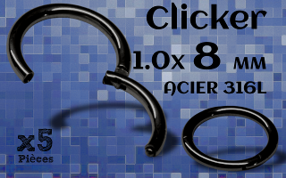 clicker acier Noir 1.0 x 8 mm