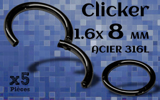 clicker acier Noir 1.6 x 8 mm
