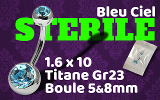 bananabell titane Gr23 double strass serti bleu ciel STERILE