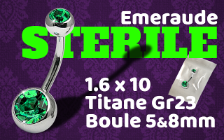 bananabell titane Gr23 double strass serti vert STERILE
