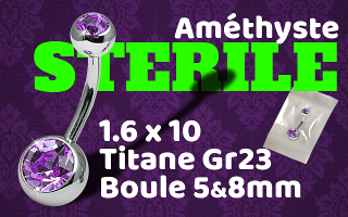 bananabell titane Gr23 double strass serti amethyste STERILE