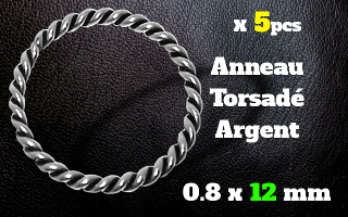 Anneau souple Argent torsade 0.8 x 12 mm