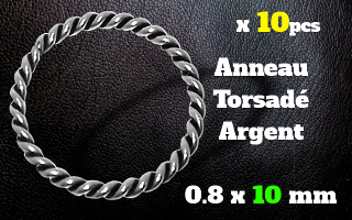 Anneau souple Argent torsade 0.8 x 10 mm