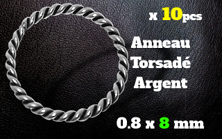 Anneau souple Argent torsade 0.8 x 8 mm