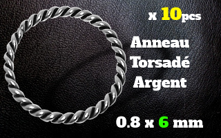 Anneau souple Argent torsade 0.8 x 6 mm.