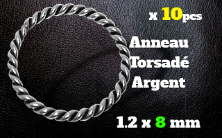 Anneau souple Argent torsade 1.2 x 8 mm.