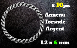 Anneau souple Argent torsade 1.2 x 6 mm.