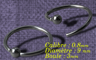 anneaux acier souple 0.8 x 9 x 2 - special septum - fermeture à la main.