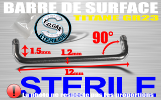 agrafe coudee 90 degré titange grade 23 - 1.2 x 12 - hauteur 1.5 mm - sterile