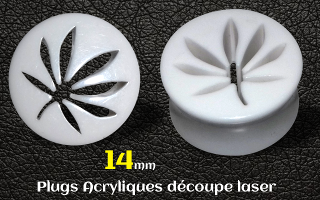 plugs acrylique cannabis blanc 14 mm
