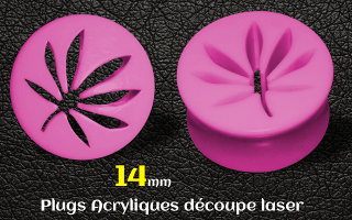 plugs acrylique cannabis rose 14 mm