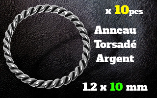Anneau souple Argent torsade 1.2 x 10