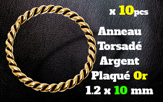 Anneau souple Argent dore torsade 1.2 x 10