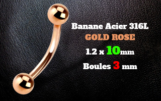 bananes acier 1.2 x 10 - acier 316L rose gold - boules 3 mm