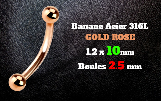 bananes acier 1.2 x 10 - acier 316L rose gold - boules 2.5 mm