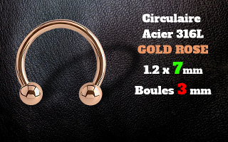 circulaire acier 1.2 x 7 - acier 316L rose gold - boules 3 mm