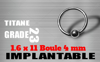 Anneau 1.6 x 11 - Boule 4 mm - Titane Gr23