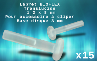 lot de 15 labret a clipper bioflex 1.2 x 8 base 3 mm