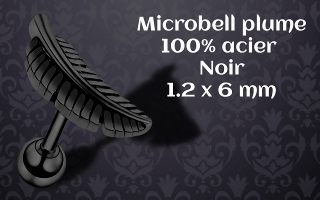 microbell 100% acier 1.2 x 6 mm plume noir