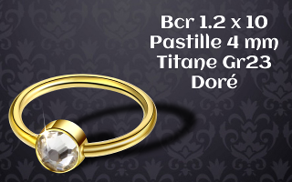 bcr titane Gr23 dore 1.2 x 10 - strass cristal