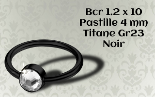 bcr titane Gr23 noir 1.2 x 10 - strass cristal