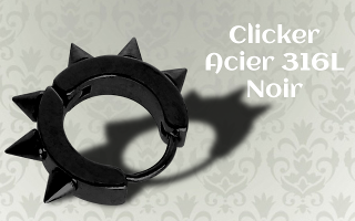 anneau clicker acier 316L Noir