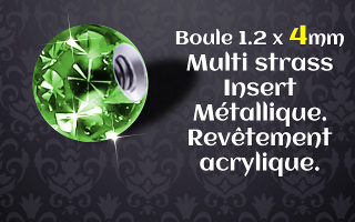 boules 1.2 x 4 multistrass vert - revetement acrylique translucide - insert metallique