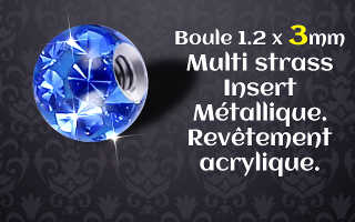 boules 1.2 x 3 multistrass bleu - revetement acrylique translucide - insert metallique