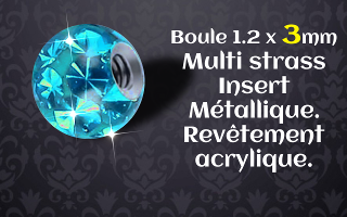 boules 1.2 x 3 multistrass ciel - revetement acrylique translucide - insert metallique
