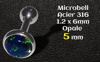 microbell 1.2 x 6 mm Acier - opale 5 mm